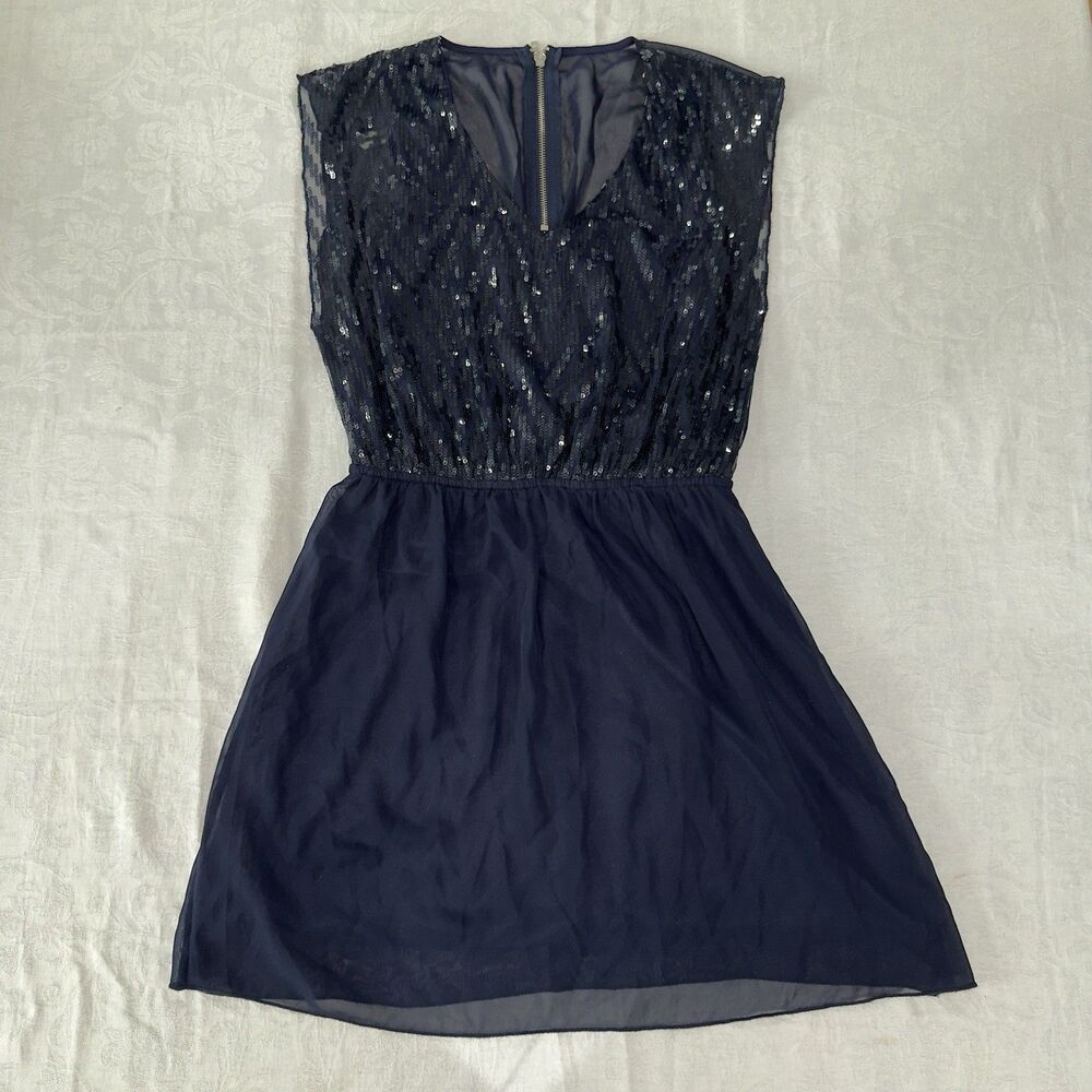 Navy Blue Sequin Cocktail Dress Accidentally in Love Size 5 Party Prom Wedding